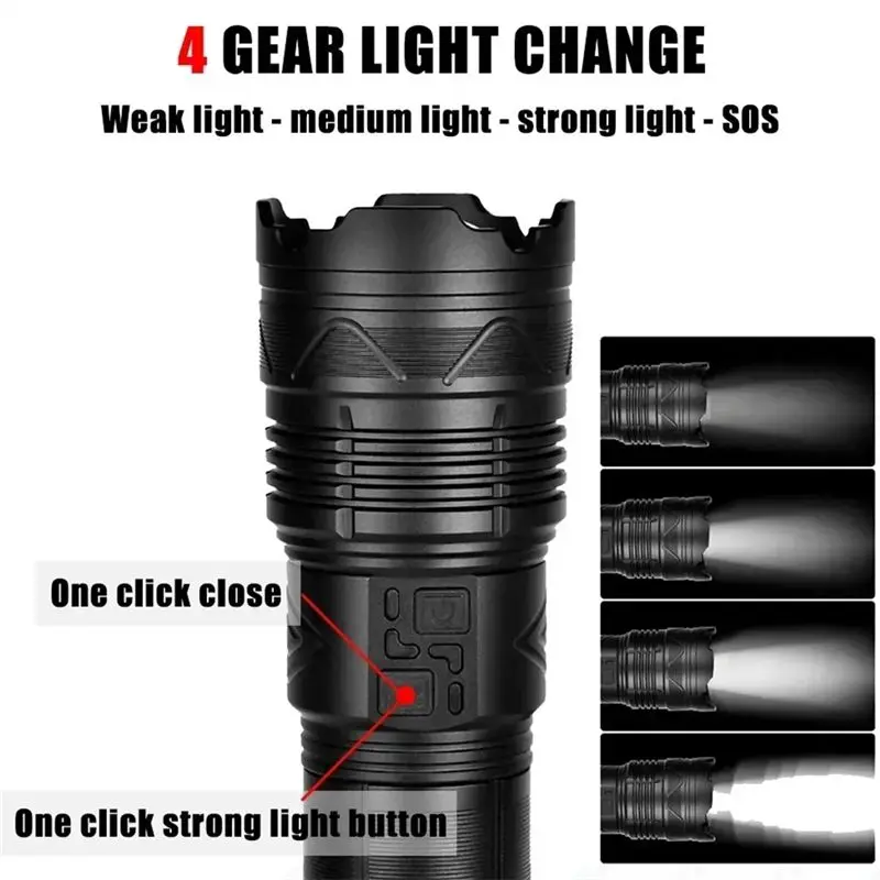 A89E-Camping Lantern Type-C Charging Long-Range Strong LED Flashlight Long Endurance Powerful Torch Most Powerful