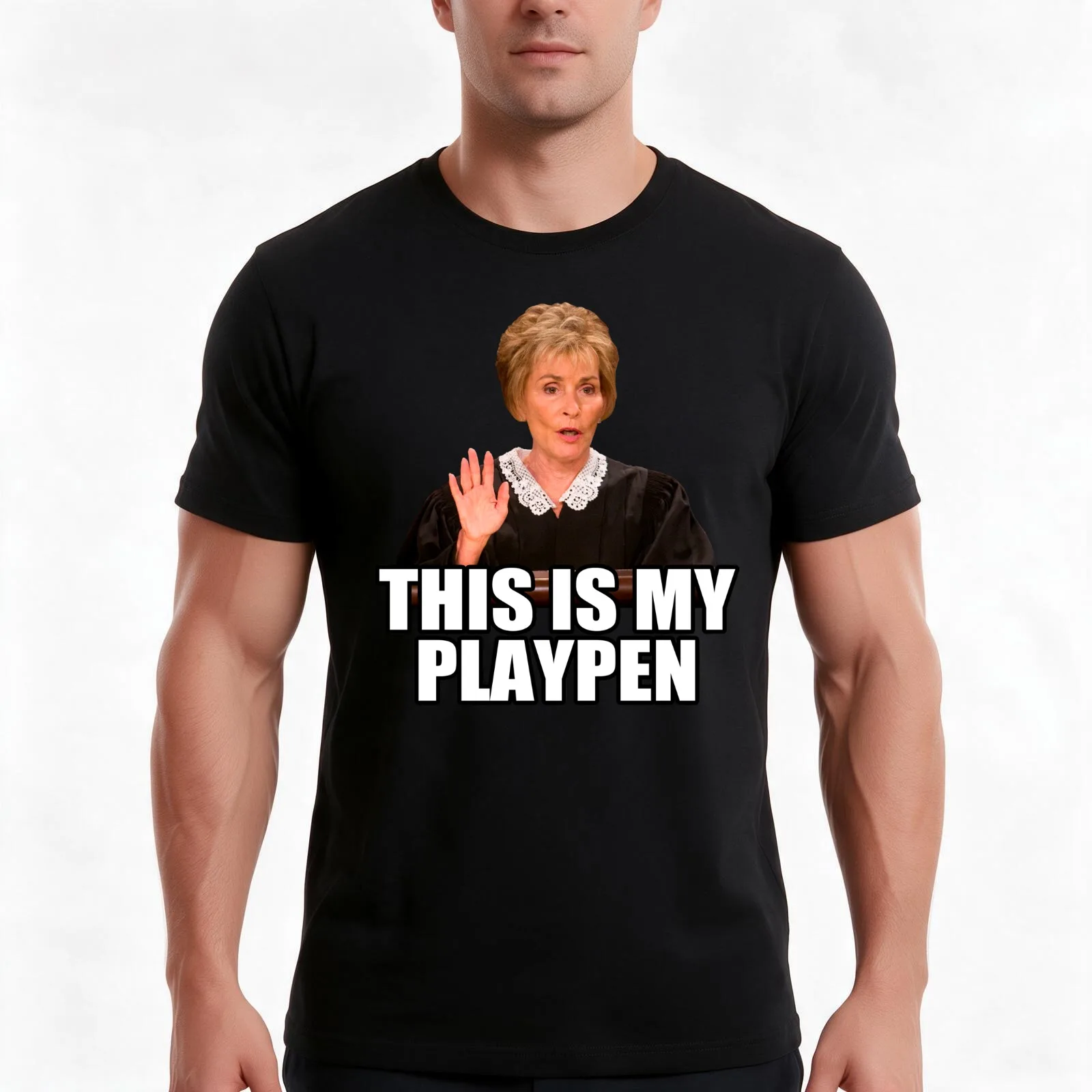 Judge Judy - This is My Playpen T-Shirt, Summer Casual Cotton Tee, Oversized Streetwear Tops, Vintage Graphic Print, 100% Cotton
