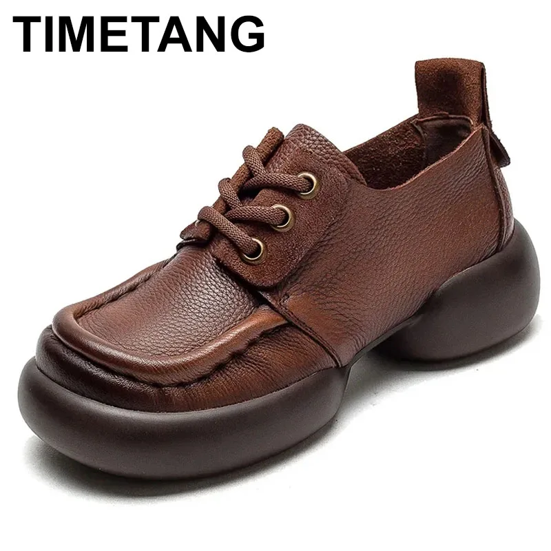 

2025 Women Shoes Platform Boots Spring Autumn Genuine Leather Round Toe Sewing Handmade Ankle Lady Boots