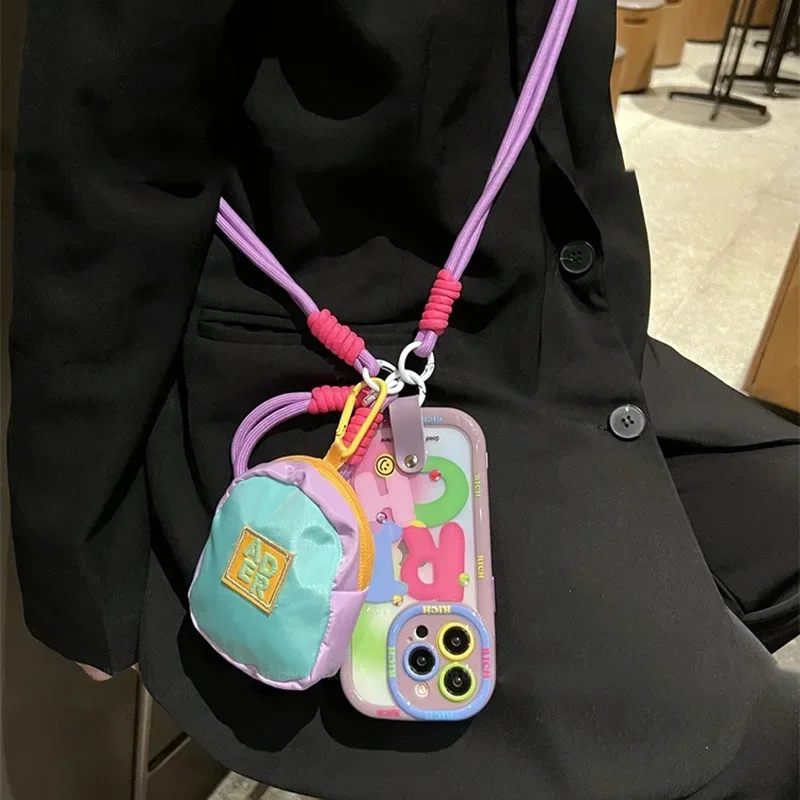 For iphone 15 16 11 12 13 14 Pro Max Phone Straps Painting Case Long Cross Body Lanyard Covers Protective Hand Chain Rich Shell