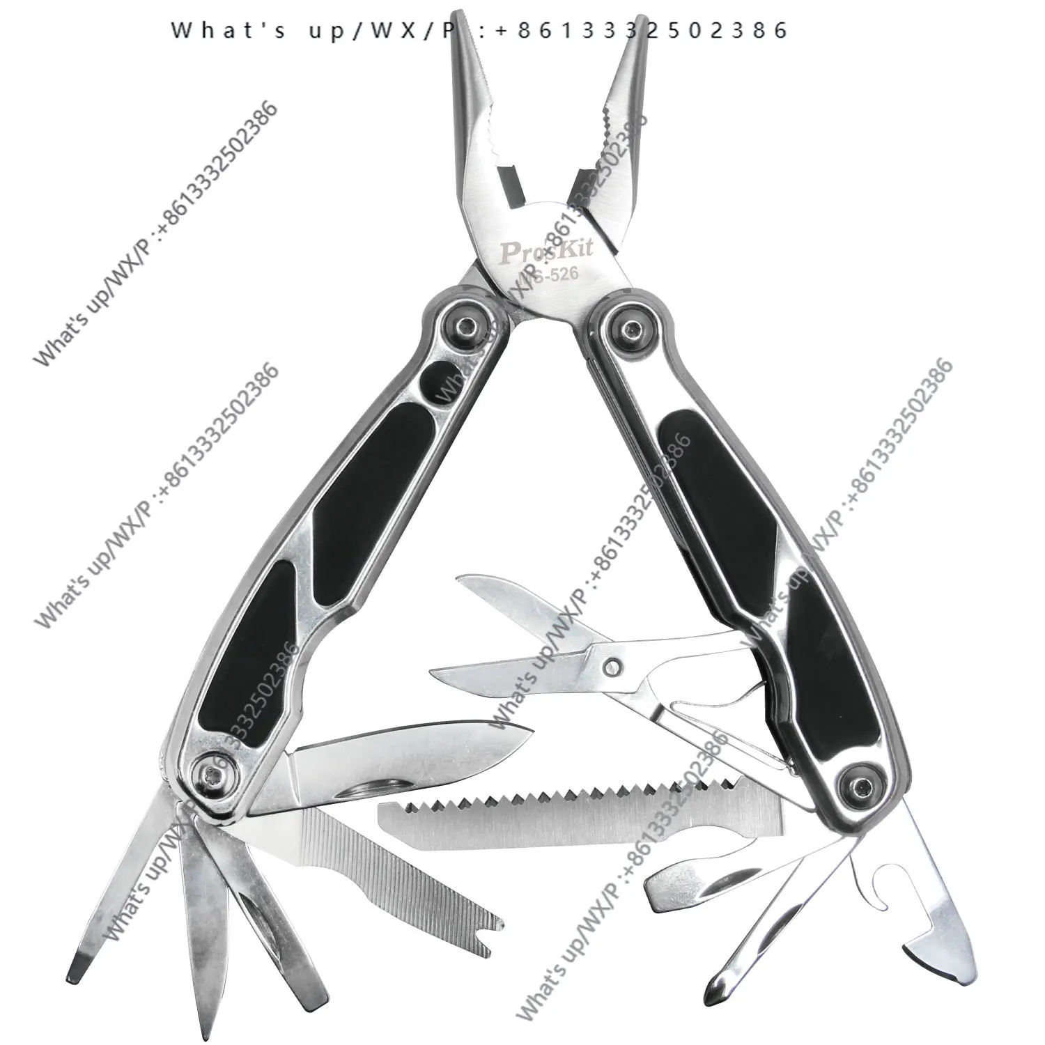 MS-526 stainless steel universal tool 12-in-1 multi-functional portable tool below 60 °, handle length 10cm