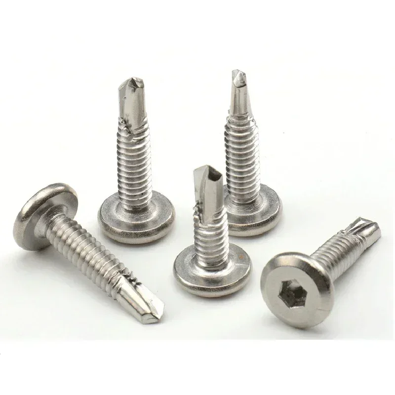 M5.2 M6.3 410 Stainless Steel Self Tapping Screw Flat Head Hex Self Drilling Screw For Sheet Metal