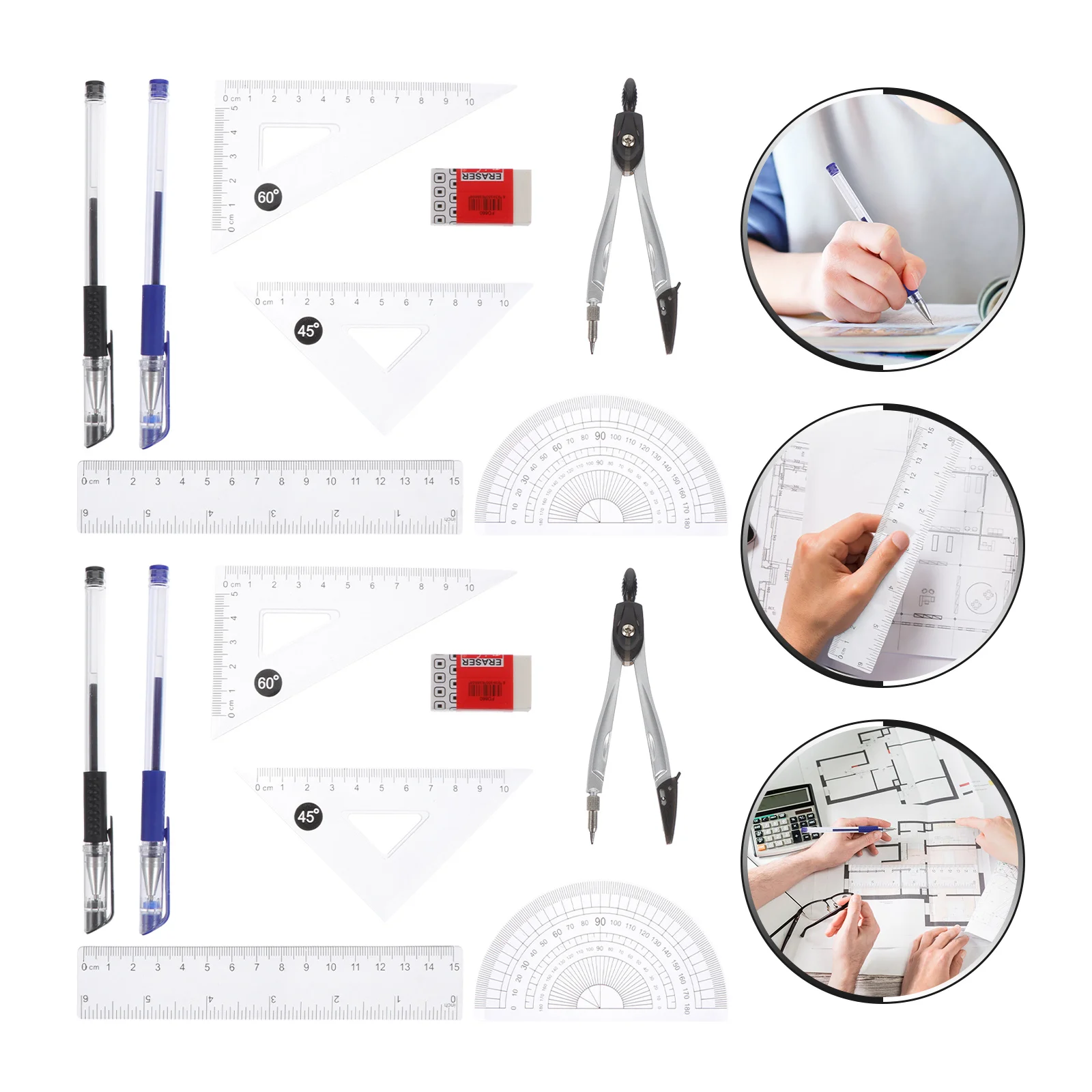 

2Sets Drafting Tools Set Multifunctional Drawing Ruler Kit for School Home Office Use Architecture Math Stationery Equipment