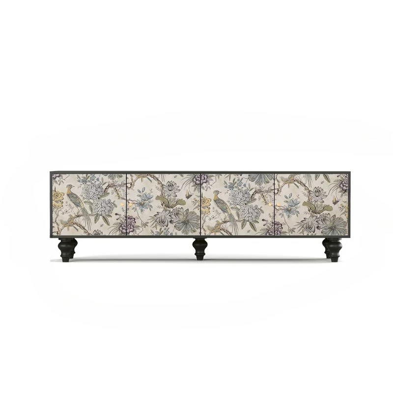French Chinese style TV cabinet, living room locker, retro flower and bird sofa, display bookcase