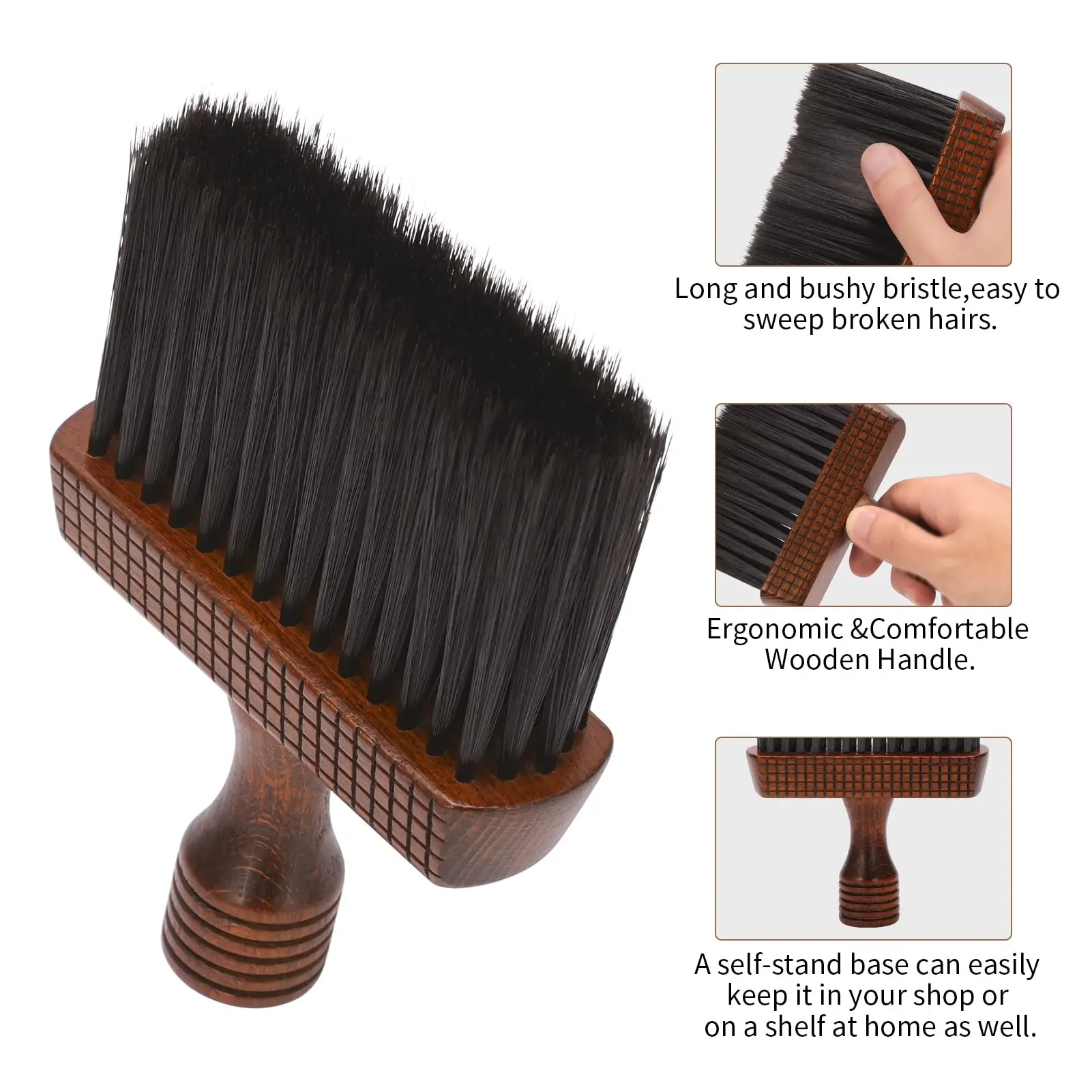 Barber Neck Duster Wood Neck Brush for Hair Cutting Soft Cleaning Brushes Natural Nylon Wooden Handle