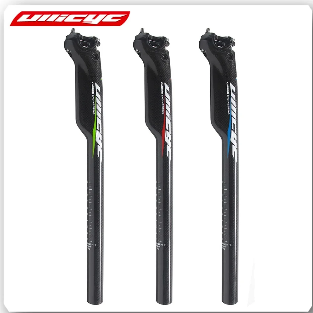 Ullicyc Carbono Fiber Road Bicycle Seat Post Mtb Bike Seatpost Carbon Bicycle Parts 350mm/ 400mm * 31.6 /30.8/27.2MM  ZG710