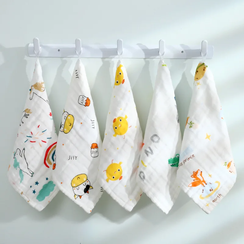 3-piece Pure Cotton Small Square Towels, Six-layer High-density Gauze Towels, Newborn Children's Baby Saliva Towels, Face Towels