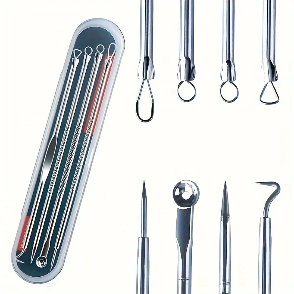 4 Stuks Acne Puistjes Comedondrukker Clip Ultrafijne Pincet Zwarte Stippen Mee-eter Extractor Acne Naald Facial Cleaner huid