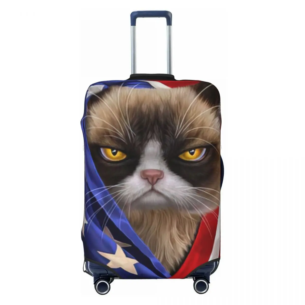 Siamese Cat Usa Patriot Print Luggage Protective Dust Covers Elastic Waterproof 18-32inch Suitcase Cover Travel Accessories