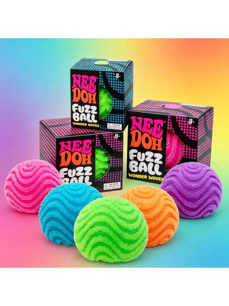 Nowy Model 2026 NeeDoh Fuzz Ball Wonder Waves Sensoryczna Zabawka do Ściskania, Teksturowana Piłka Antystresowa dla Dorosłych — 2