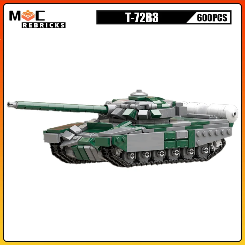 

Military Army High-tech Weapon T-72B3 Ural Main Battle Tank Tracks Armored Chariot MOC Building Blocks Toys Kid's Bricks Gifts