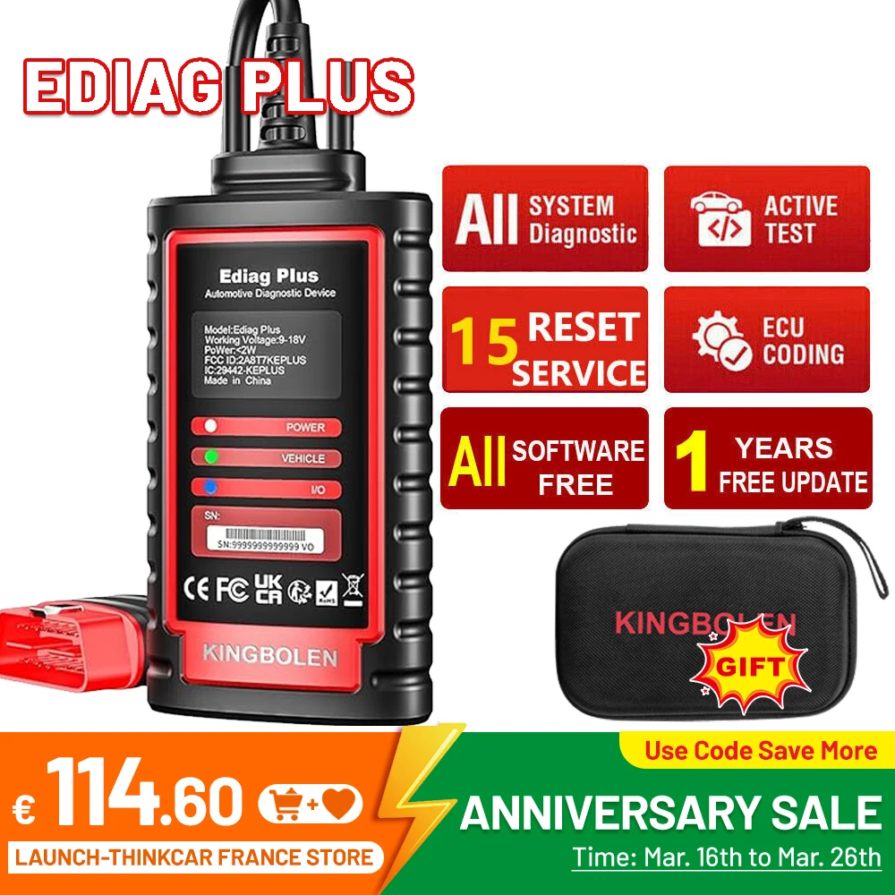 KINGBOLEN Ediag Plus THINKCAR THINKDIAG 2 CANFD ALL System ECU Coding Active Test 16 Reset Cars OBD2 Scanner Car Diagnostic Tool