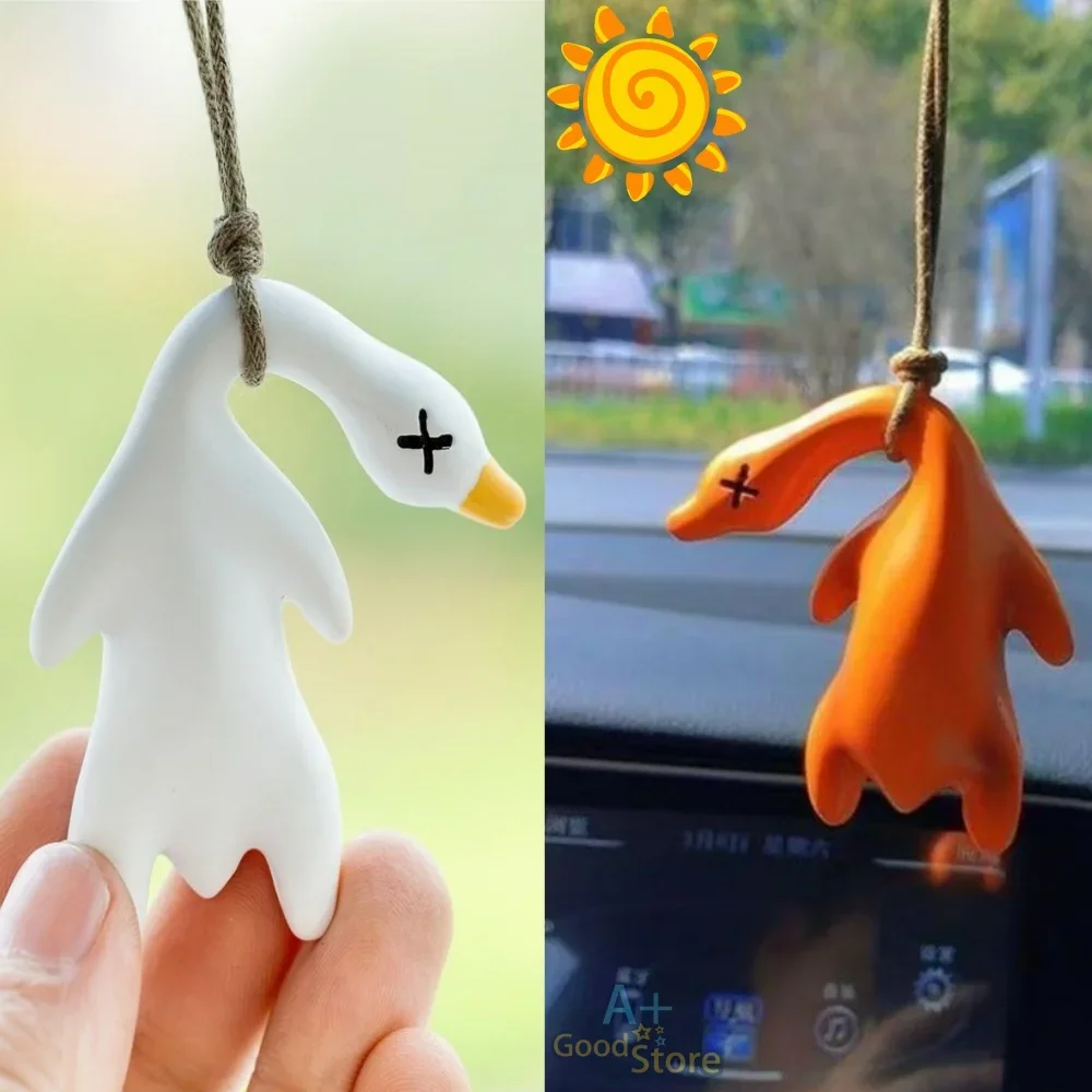 

Hot Color Change Duck Keychain Beijing Roast Duck Keyring Bag Pendant Funny Car Ornament Decoration Rear View Mirror Accessories