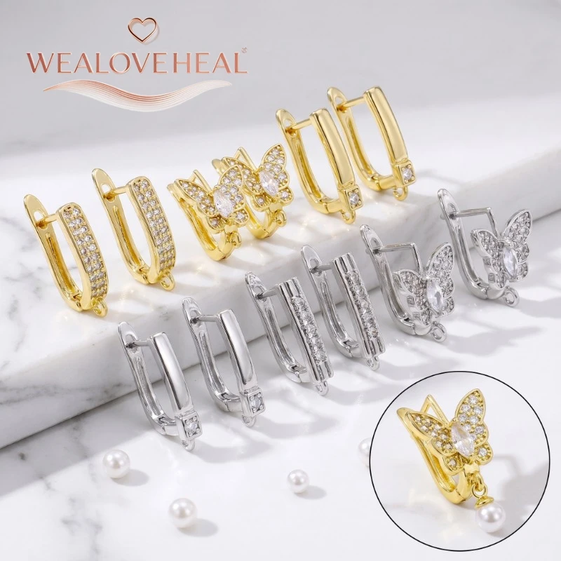 schmuckherstellung zubehör，18K vergoldete Messing-Ohrringverschlüsse mit Schmetterlingsmotiv, glitzernde, mit CZ besetzte Ohrringhaken, DIY-Schmuckherstellungszubehör für Frauen – Detail 17
