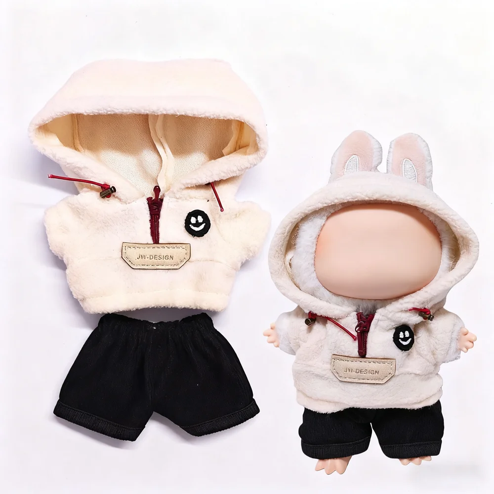 Ubranka dla mini lalek, akcesoria do lalek Labubu 17 cm, koreański idol, dekoracja, ubranka dla lalek z bawełny, polarowy zimowy komplet