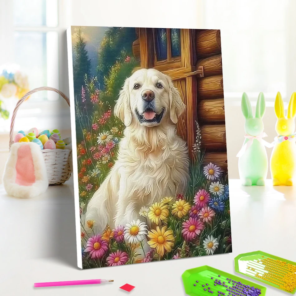 

SDOYUNO 5D Diamond Painting For Beginner 20X30cm ready frame cute dog Rhinestones 5D Diamond Pictures Full Square/Round Drill