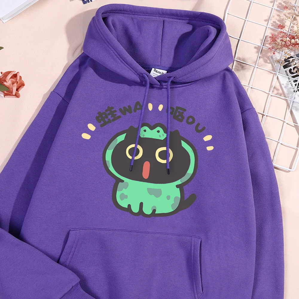 Role Playing Frog Cat Print Men Women Hoodie Autumn Street Pullover Harajuku Style Casual Streetwear Fleece Loose Hoody Couple