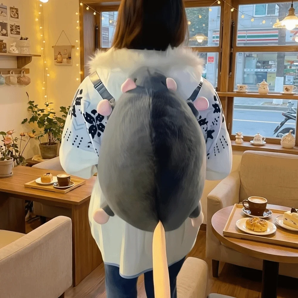 

Новый большой вместительный рюкзак с цветочной веткой и крысом, реалистичный дизайн, мягкая фигурка животного, школьные сумки, забавные подарки на день рождения, для поездок на работу