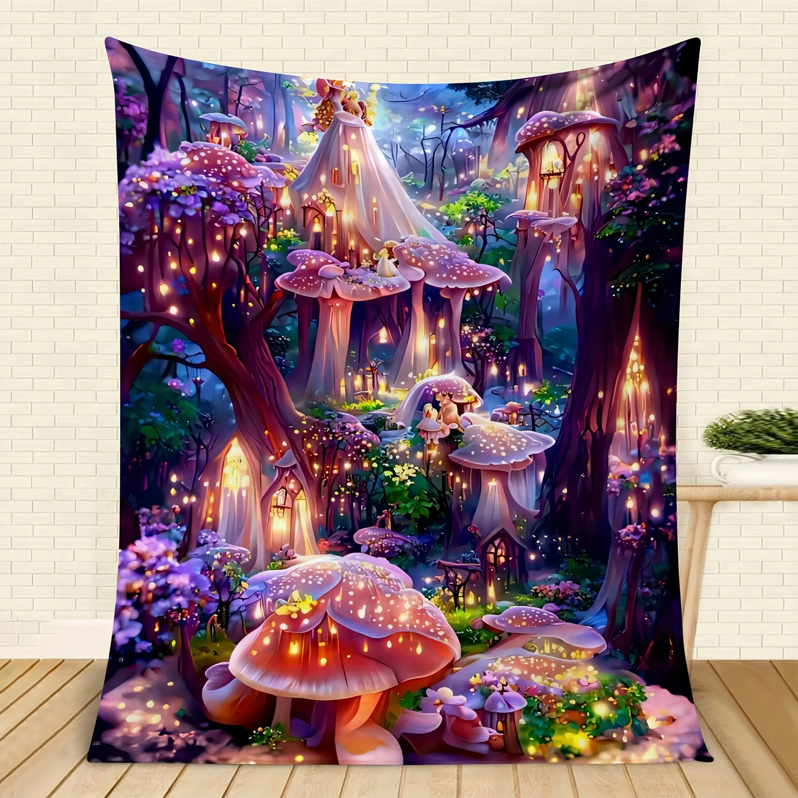 1pc dream castle picture fairy forest print blanket blanket throw blanket air conditioning blanket gift gift