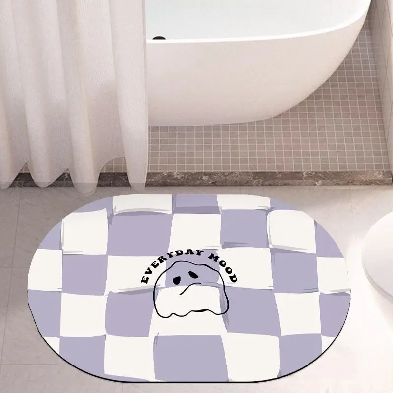 Small Fresh Chessboard Bathroom Door Bibulous Household Floor Mat Bathroom Anti-skid Mat Soft Diatom Mud