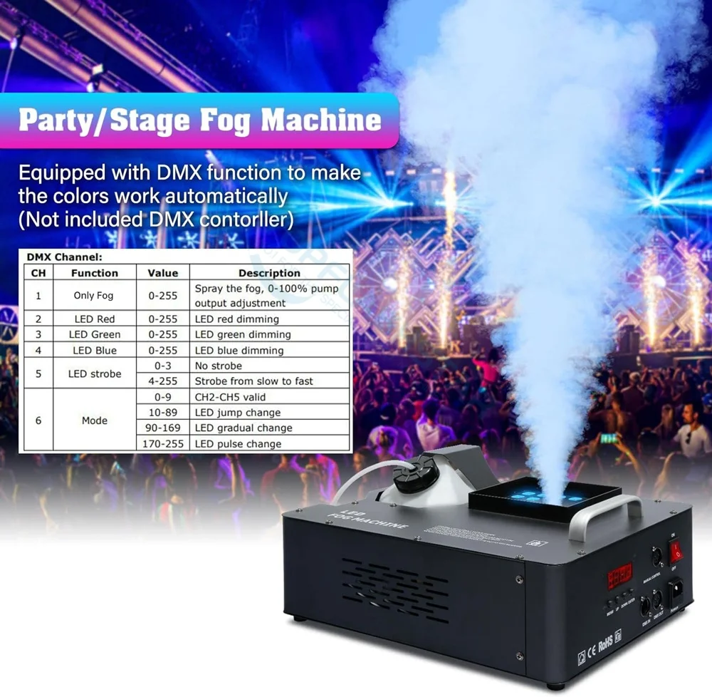 Wholesale 3000W Hot Selling Vertical Stage Fog Machine DMX 512 RGB LED Metal Wedding Air Column Smoke Machine