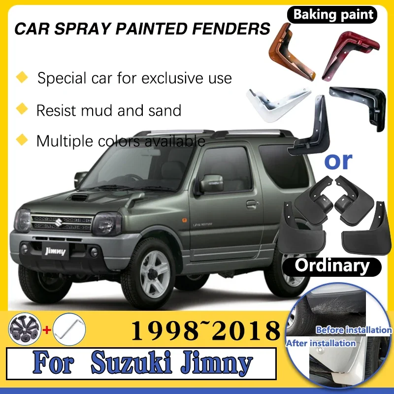 

For Suzuki Jimny JB23 JB33 JB43 JB53 Wide Sierra 1998~2018 Car Splash Guard Spray Baking Paint Mud Flaps Sticker Car Accessories