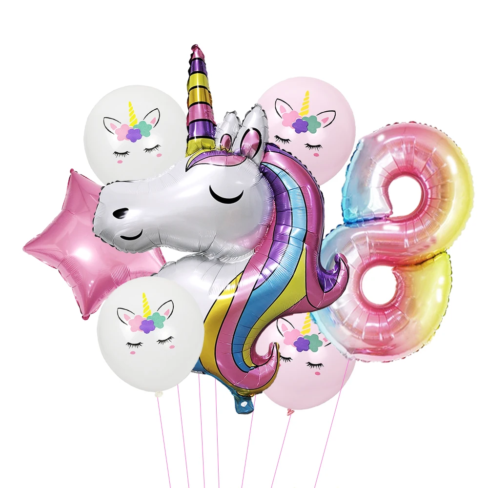 Einhorn Party Luftballons Nummer Folie Luftballons 1 2 3 4 Jahre Einhorn Geburtstags feier Dekoration Regenbogen Einhorn Luftballons Baby party – Detail 9
