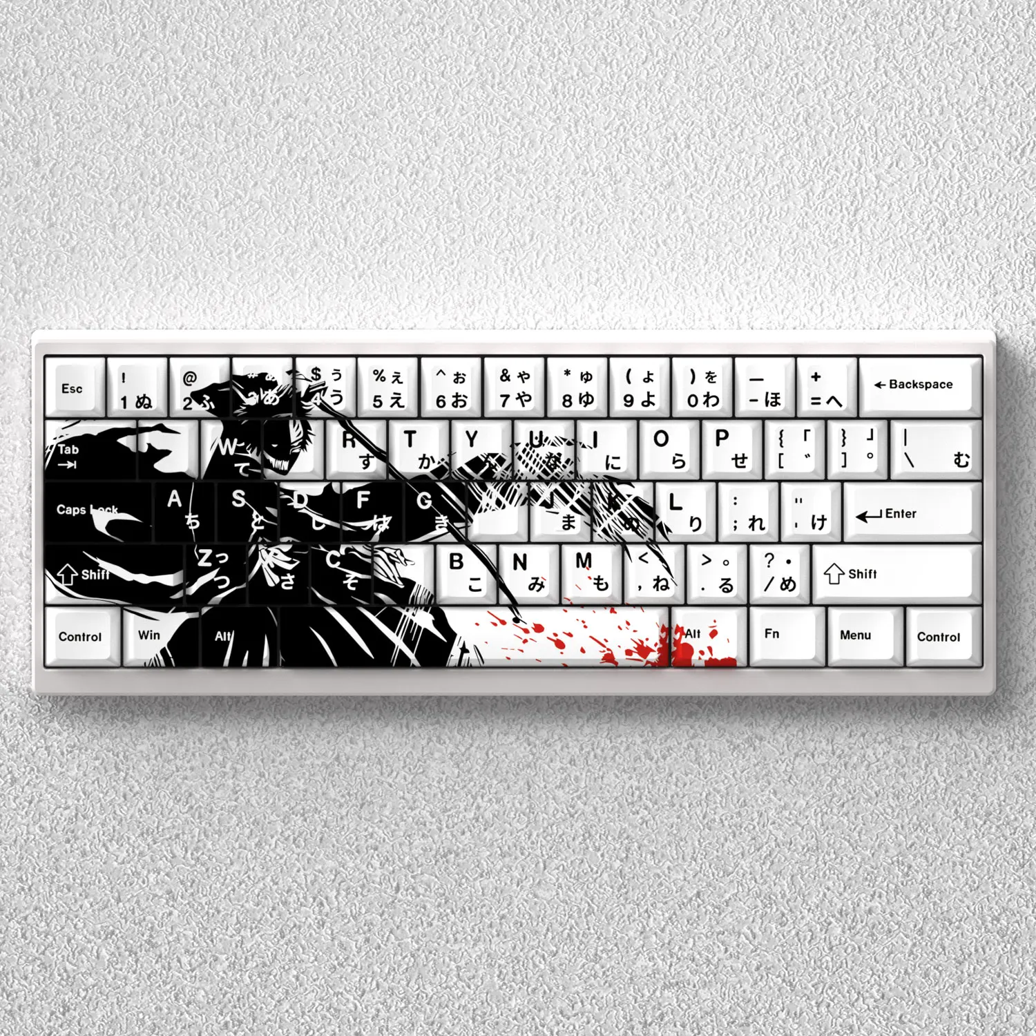 PBT Keycaps Kurosaki Ichigo Death Anime Cherry 73 Keys Japanese White for 60% 65% 68% Mechanical Keyboard AKKO FUN60 Mad 60he