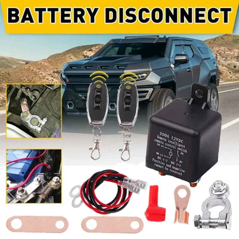 Battery Switch Relay 12V 200A Remote Remote Control Battery Disconnection Isolator Anti-Theft Dual Remote Control Switch Relay