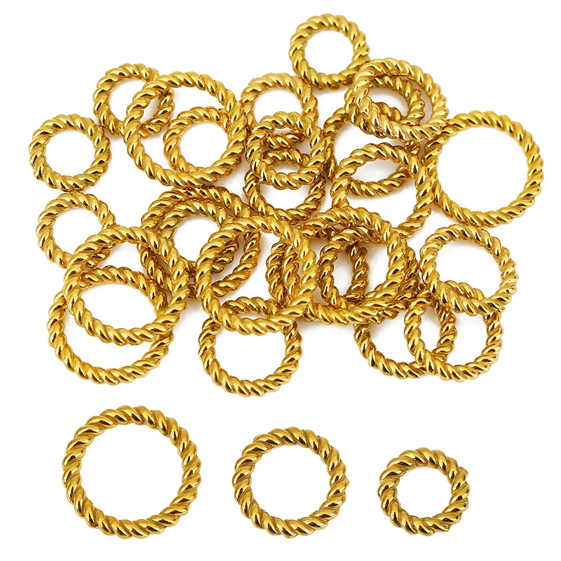 10 قطعة PVD أبدا تتلاشى الفولاذ المقاوم للصدأ مغلقة الانتقال خواتم السائبة 8 10 12 مللي متر الملتوية سبليت خواتم قلادة موصلات صنع المجوهرات