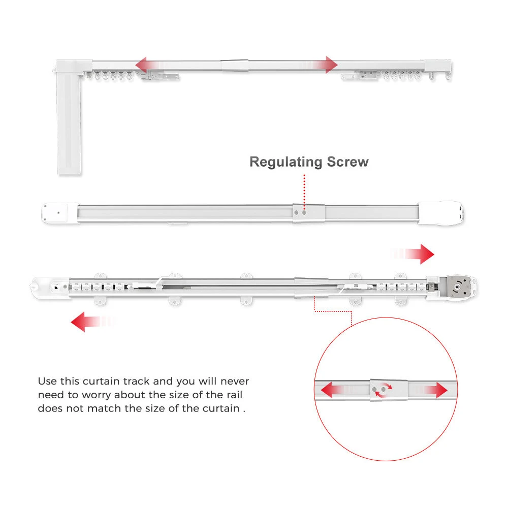 Motorized Curtain Track Accessories 1.2m-4.5m Extendable Smart Curtain Poles Tracks