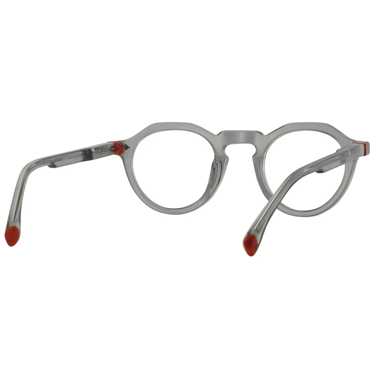 FYTOO Unisex Stylish Translucent Gray Round Frames Durable Acetate, Perfect for Birthday/Holiday Surprises, Removable Lenses.