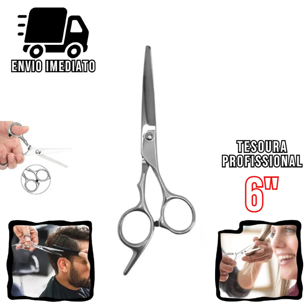 Tesoura Alemã para Barbeiro em Aço Inoxidável 6.5 Polegadas com Garantia Vitalícia e Corte Suave