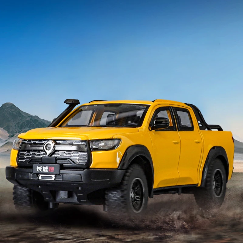 1:24 Great Wall Motor GWM Poer Alloy Muscle Car Model Sound Light Pull Back Children's Toy Collectibles Birthday gift