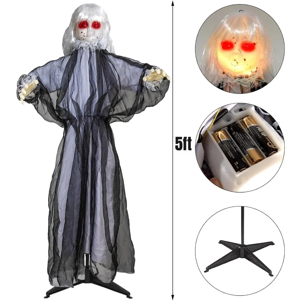 Halloween Decorations,60 Inch Life Size Prop,Sound&Touch-Activated Sensor, Scary Decor, Halloween Decoration