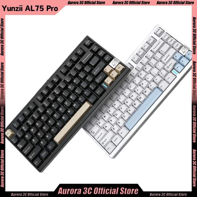 YUNZII AL75 PRO KEYNOUO Mechanical Keyboard  Aluminum Alloy Three Mode Keyboard Hot Swap Office Pc Gamer Accessory Custom Gifts