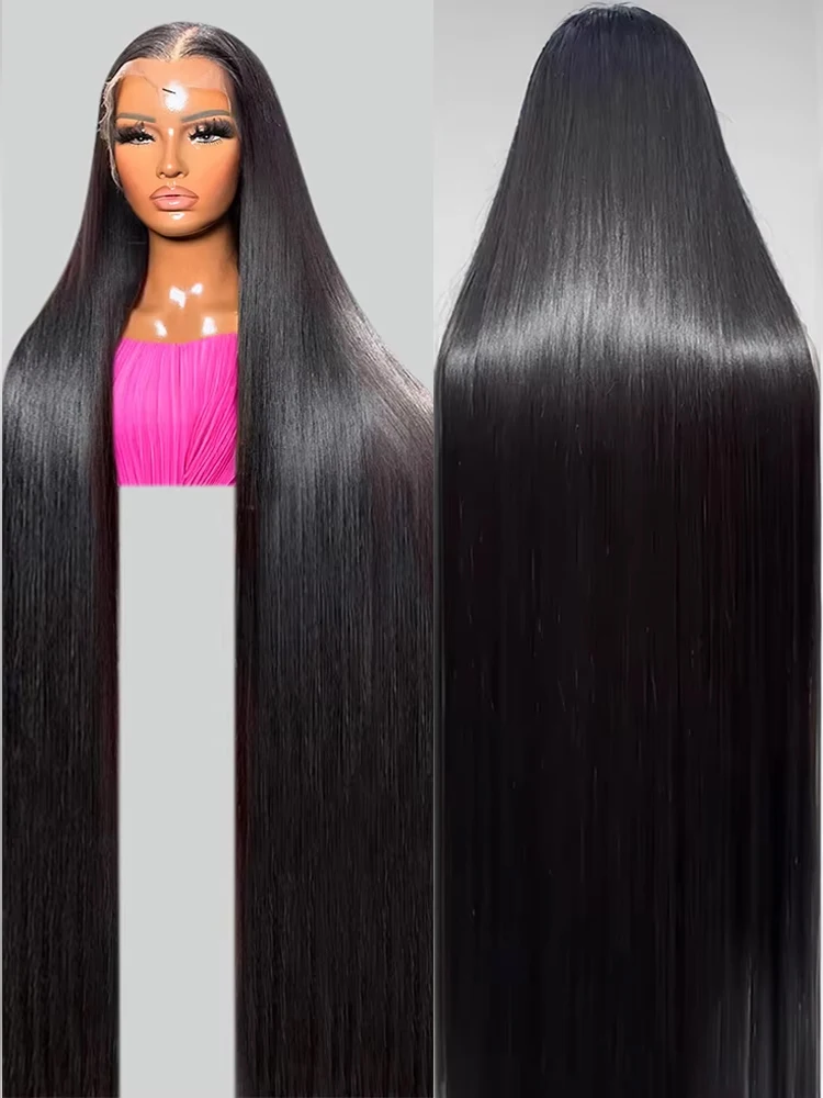 250 Density 13x4 13x6 Transparent Bone Straight 30 40 Inches Glueless Lace Front Human Hair Wigs Brazilian Frontal Wig For Women