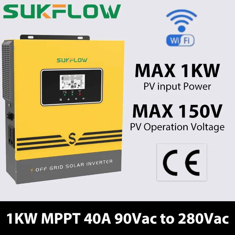 1000W DC 16V to 230V AC MPPT Pure Sine Wave Solar Hybrid Inverter Built 40A Lifep Charge Max PV 150V Hybrid Inverter Fit Lifepo4