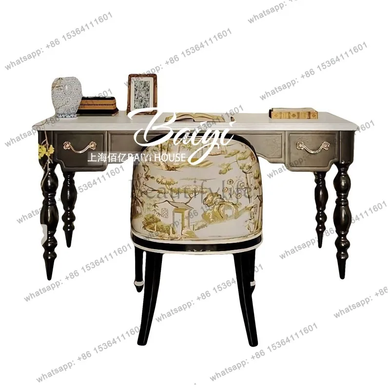 

French light luxury desk American solid wood writing desk study furniture office computer desk customization