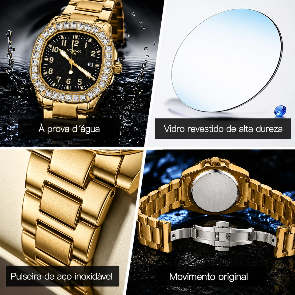 Новые мужские роскошные кварце – обзор и цена Luxury Watch Gold And Black