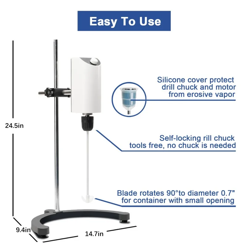 IKEME 110V To 220V Laboratory Electric Overhead Stirrer Lab Mixer Lab Equipment Max Stirring Capacity: 10L