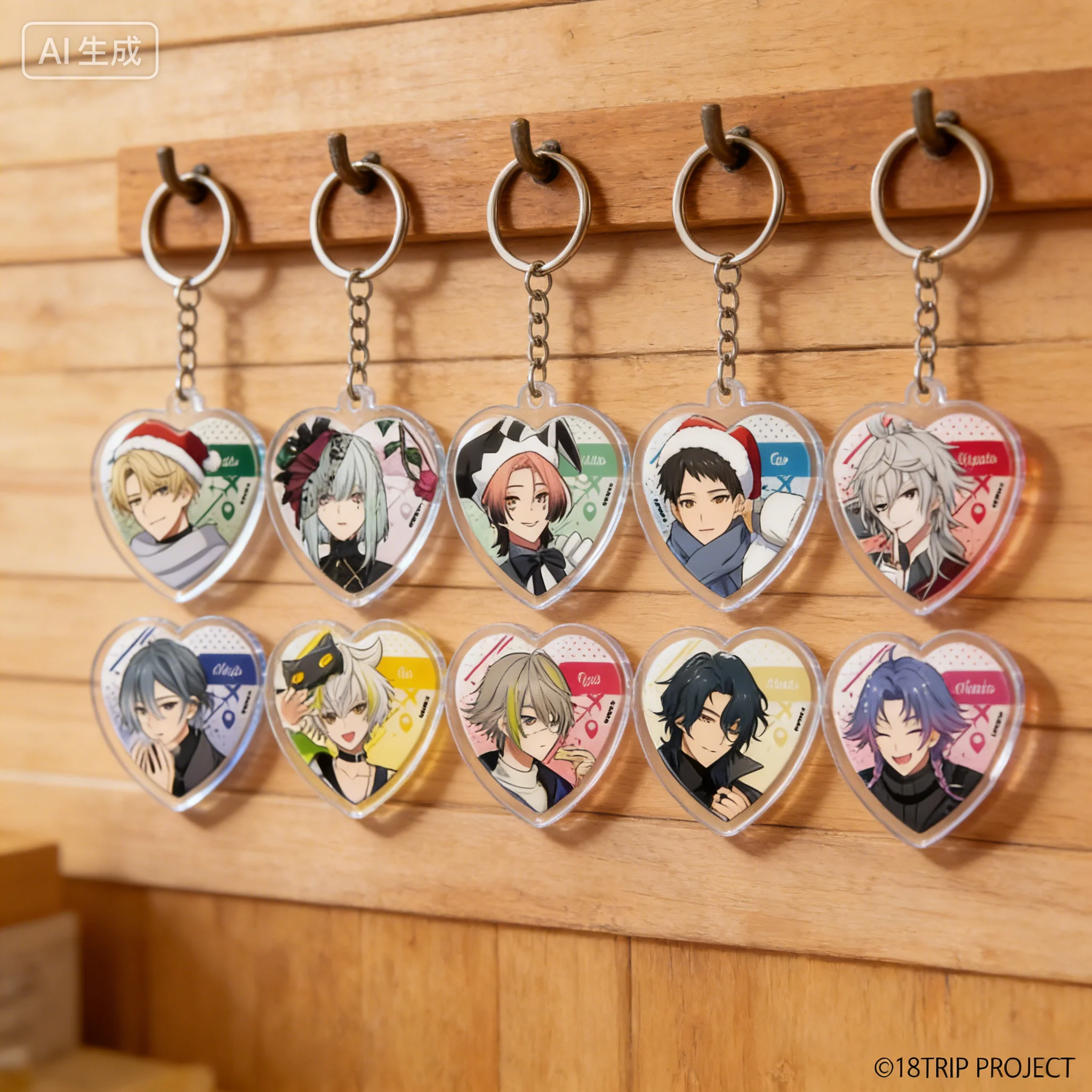 Llavero de acrílico con forma de corazón de Game 18TRIP EIGHTEEN TRIP Kurama Ushio Shiramitsu Ryui, colgante para bolso