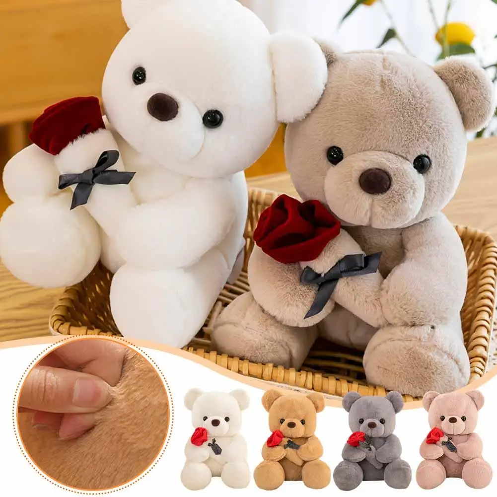 25cm Kawaii Teddy Bear for Valentines Day Gift Teddy Bears Stuffed Animal Rose Bear Doll Valentine\'s Day Gift for Girlfriend