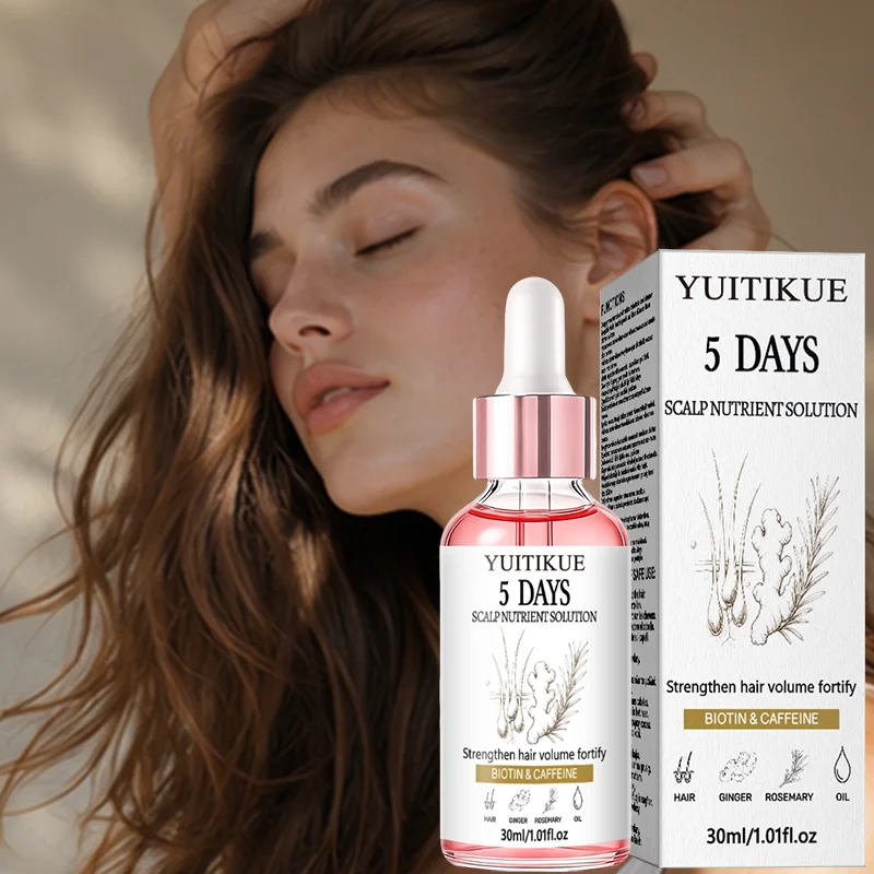 5 Days Scalp Nutrient Solution Biotin Caffeine Ginger Rosemary Oil Strengthen Hair Follicle Boost Hair Volume Scalp Care Serum
