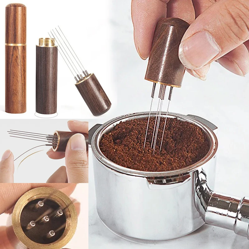 Espresso Coffee Stirrer Needle Distributor Coffee Powder Stirrer Wood Handle Coffee Stirring Tool WDT Tools Barista Accessories