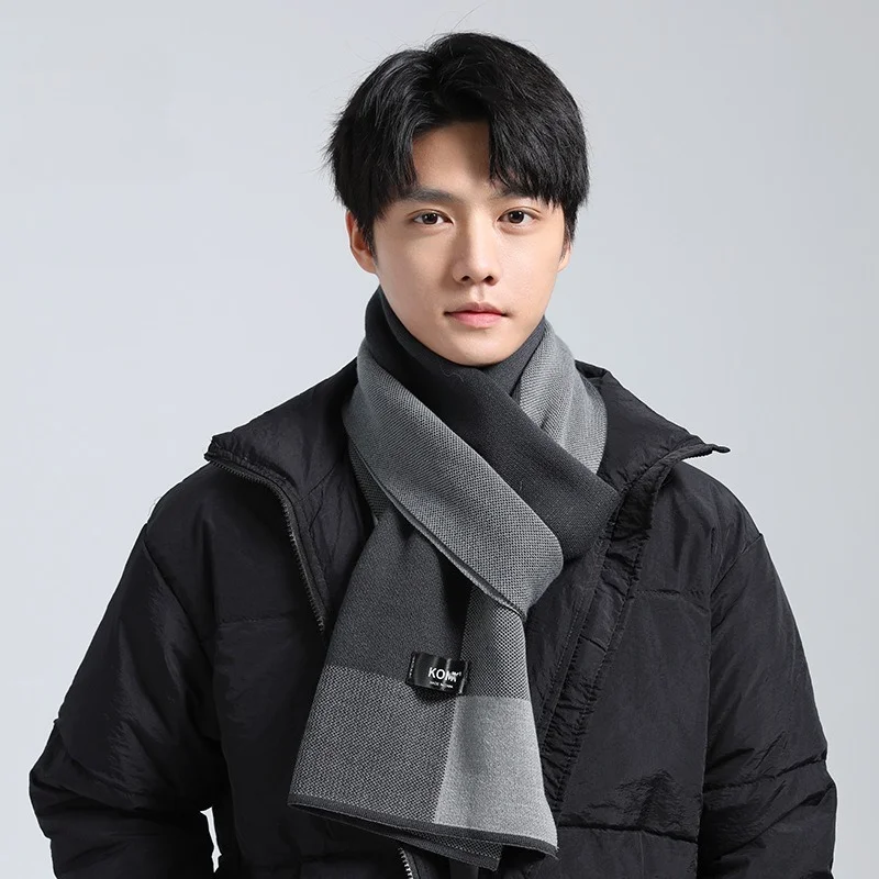 Winter Scarf for Men Windproof Cold Resistant Antistatic Warm Neck Wrap Dual Use Shawl Gift for Boyfriend