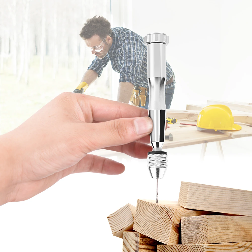 لقم الثقب اليدوي الحفر تويست اليد فضي اللون 0.3 مللي متر-3.6 مللي متر فهم المدى تشاك اليد تويست الحفر مع 25HHS لقمة ثقب الخشب الحفر