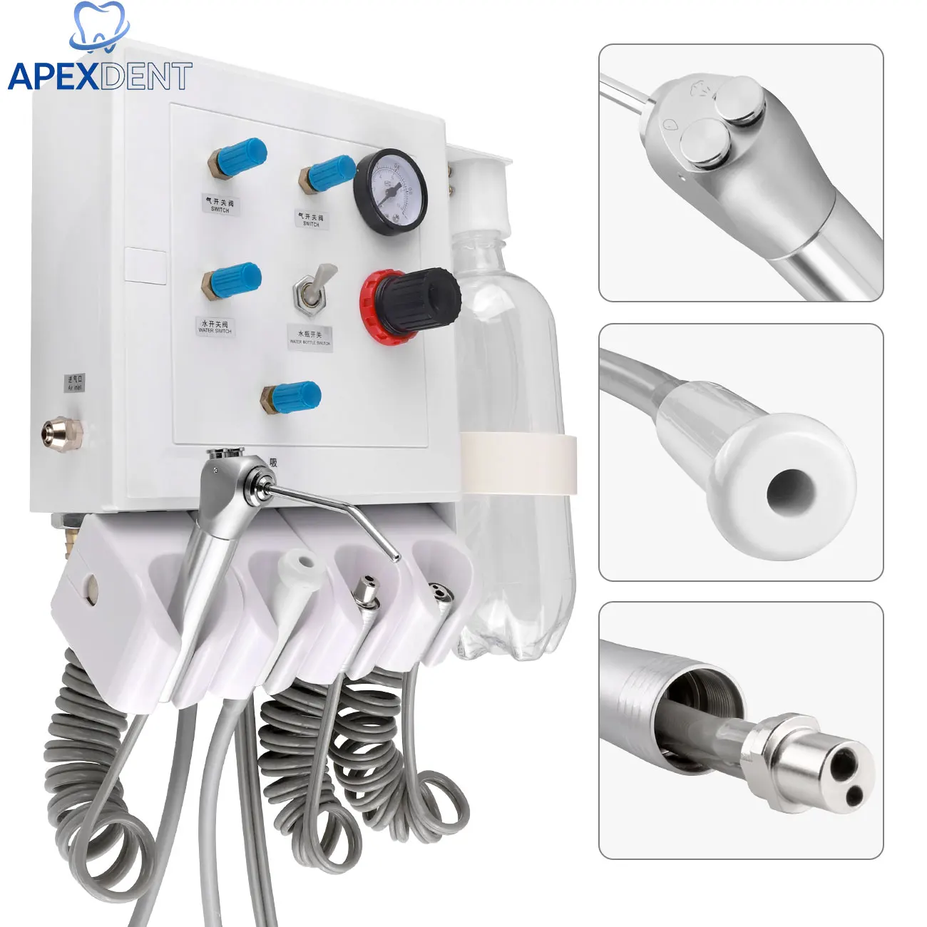 

Portable Dental Air Turbine Unit Dentist Air Turbine with 3 Way Syringe Handpiece Teeth Whitening Dentistry Tools Wall-mount
