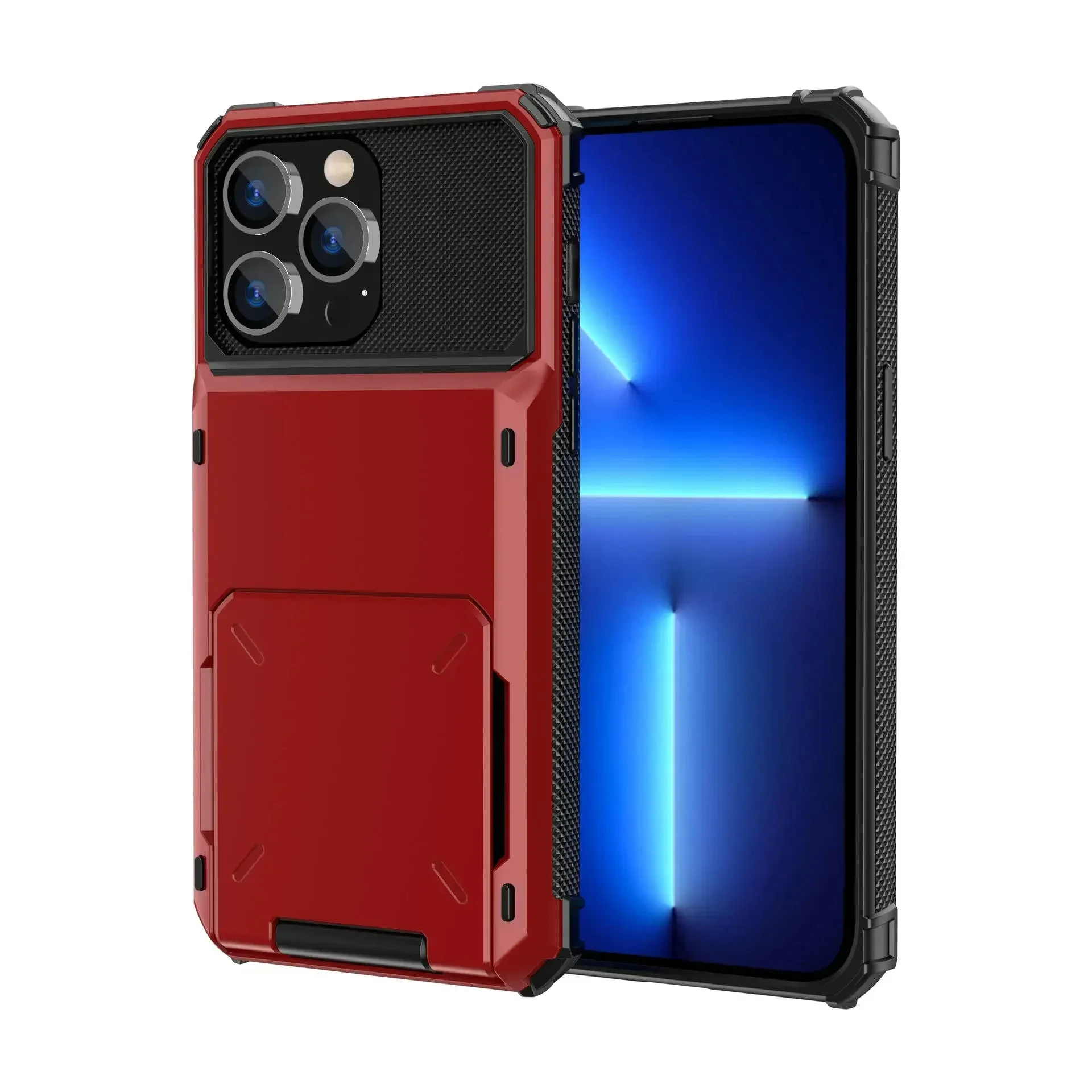 Kartenhalter-Hülle für iPhone 18 Pro Max 17e 17 Pro Max 16 15 14 13 Robuste Brieftasche Versteckter Klappschlitz Schützende Hartschale – Detail 10