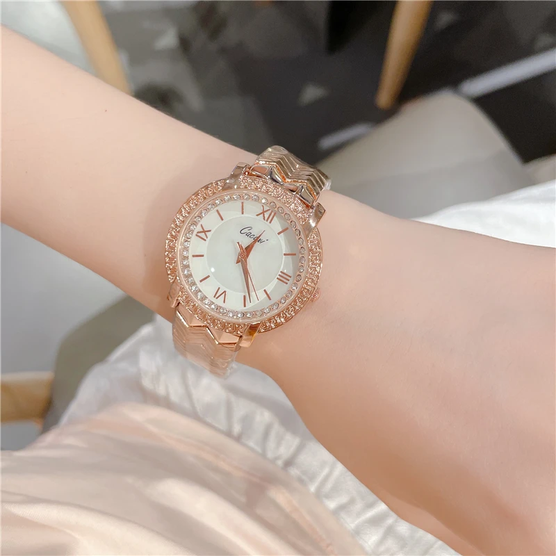 여성용 우아한 캐주얼 로즈 골드 시계, 심플한 다이얼, 여성용 쿼츠 손목시계, 패션 선물 A190